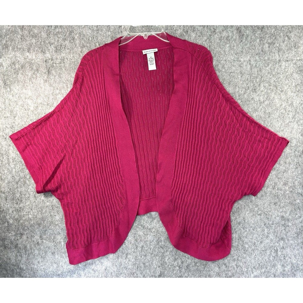 Catherines Women's Pink Short Sleeve Open Front Cardigan Sweater Size 5X